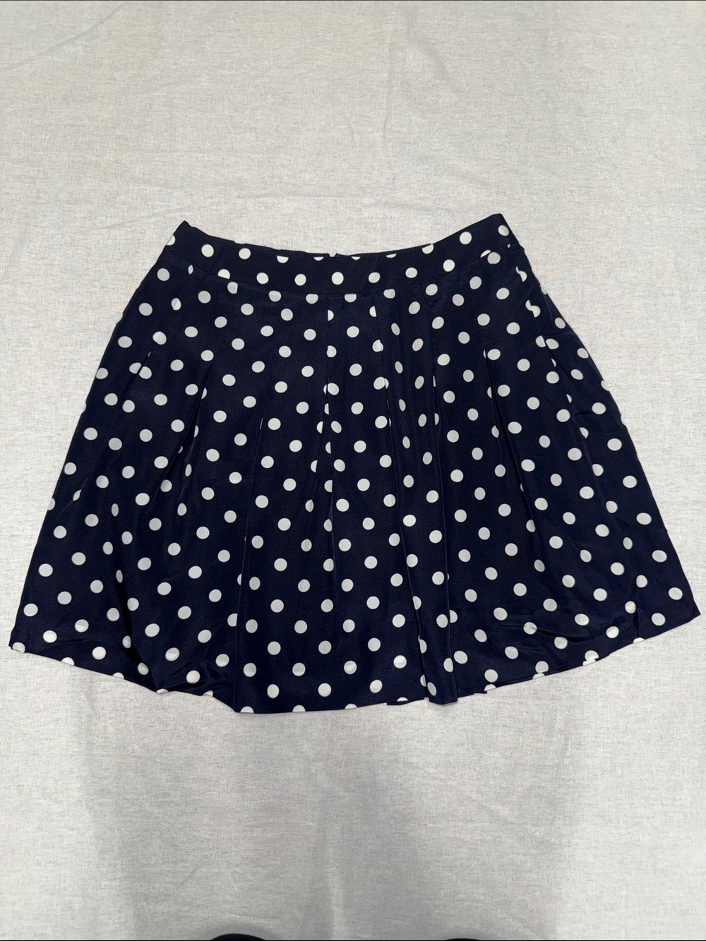 J. Crew Navy/ While Polka Dot Pleated Skater Skirt, Size 0